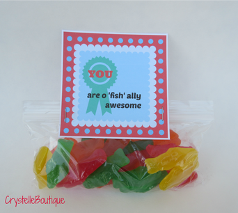 CrystelleBoutique - girlscamp treat - You are o 'fish' ally awesome - attach to Swedish fish or goldfish crackers
