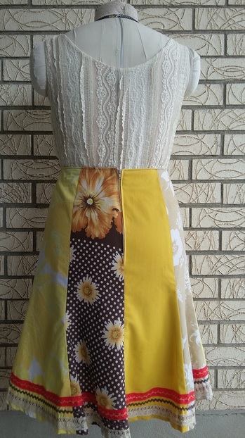Back of ladies skirt made from vintage sheets