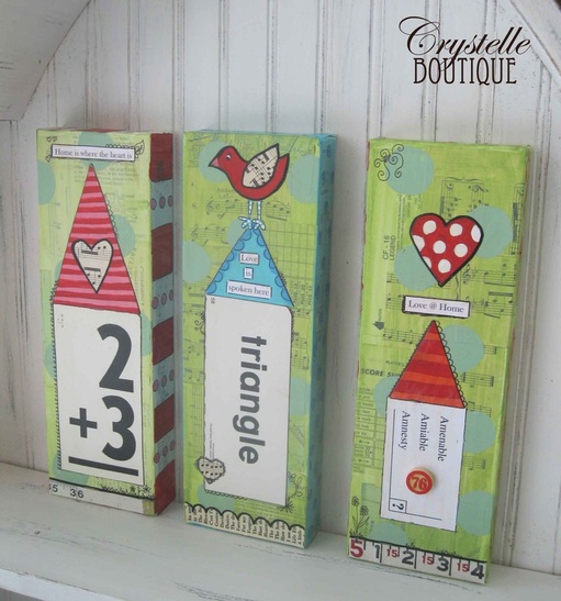 Mixed Media Art with Vintage Flashcards