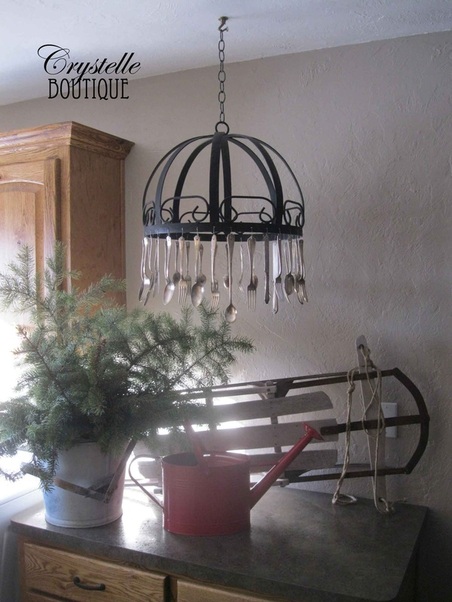 This is what the flatware pot-rack looked like at Christmas time....