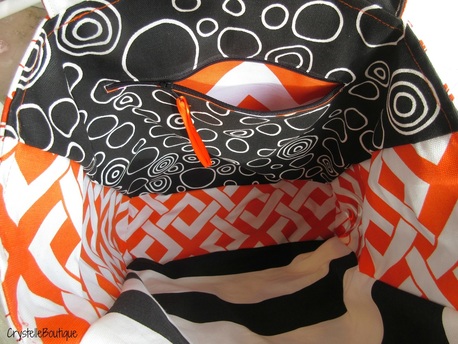 Crystelle Boutique - upcycled T-shirt tote - interior 2
