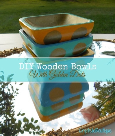 CrystelleBoutique - How to make your own cute wooden bowls: Look for some wooden bowls at thrift stores and garage sales Either lightly sand or apply liquid sandpaper Paint with your favorite acrylic paints Apply a protective coat of polycrylic