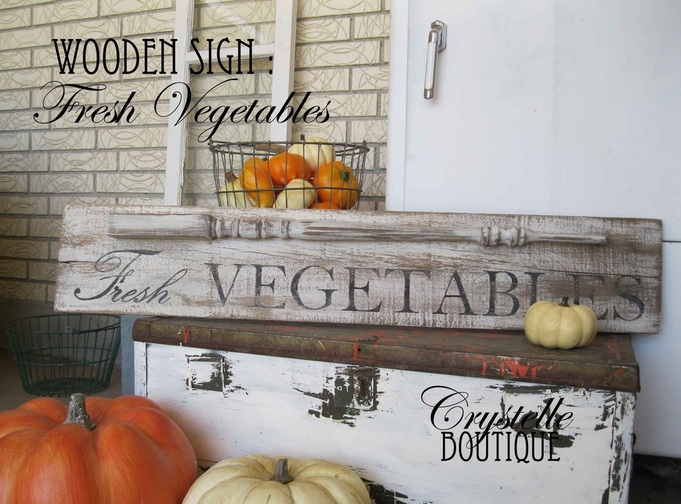 CrystelleBoutique - Wooden Sign: Fresh Vegetables