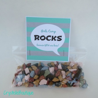 CrystelleBoutique - Girls Camp Rocks Because YOU Are Here - attach to some candy rocks