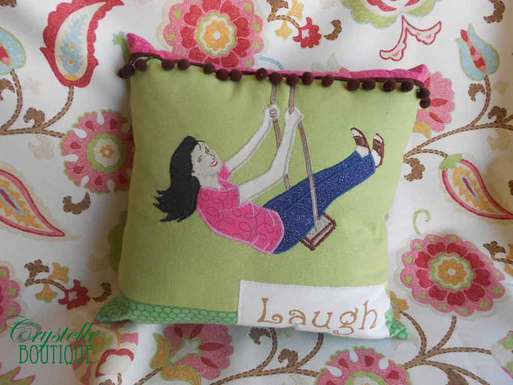 Crystelle Boutique - Happy Cheerful Bright Pillow With the Word 