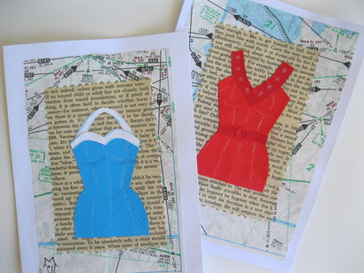 Bathing-suit Cards, inspired by yesteryear....