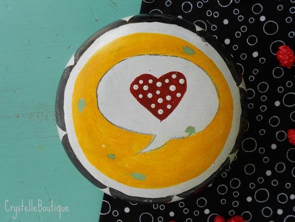 CrystelleBoutique - Love is Spoken Here - Painted Wooden Bowl - Speaking in Love