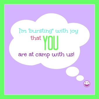 CrystelleBoutique - girls camp treat - I'm Bursting With Joy That YOU Are at Camp With Us! - attach to starburst