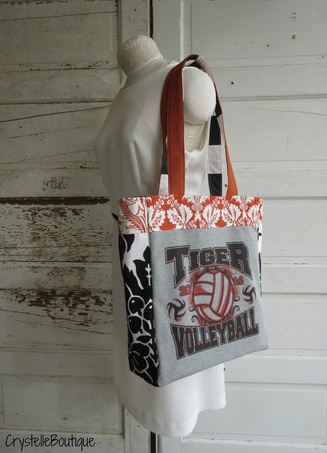 CrystelleBoutique - Upcycled T-Shirt Bag - Tiger Volleyball