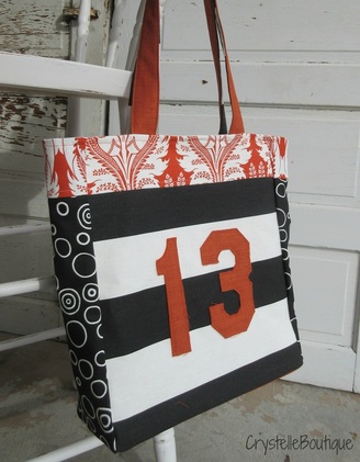 Crystelle Boutique - upcycled T-shirt tote - number 13
