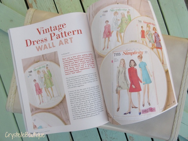 CrystelleBoutique's Vintage Dress Patterns Wall Art Idea was featured in Sew Somerset, Winter, 2015