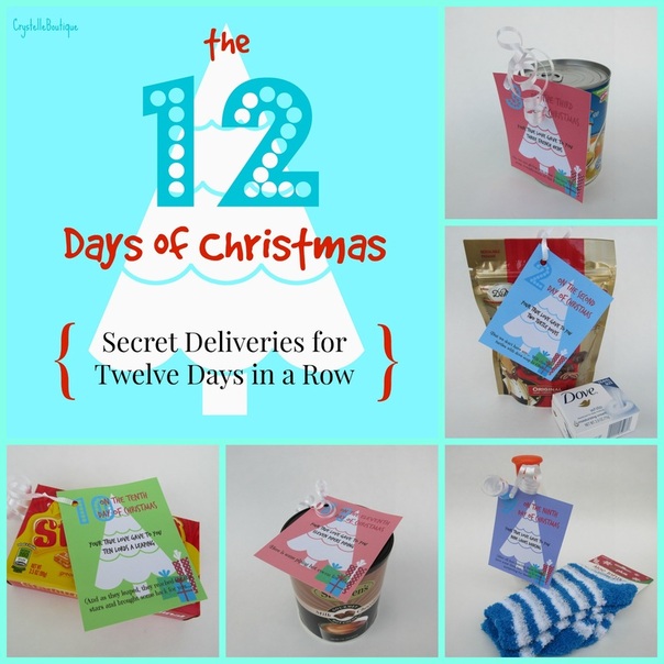 CrystelleBoutique - the Twelve Days of Christmas - secret deliveries for 12 days in a row - Shopping List and Free printables Included