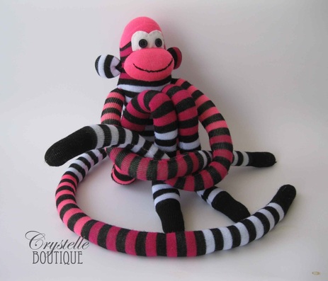 Crystelle boutique - pink sock monkey