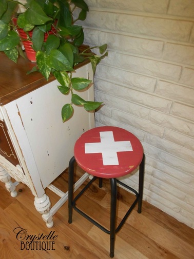 Swiss Flag - Painted onto Wooden Stool