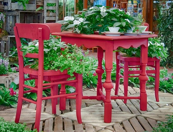 Red Furniture Planters