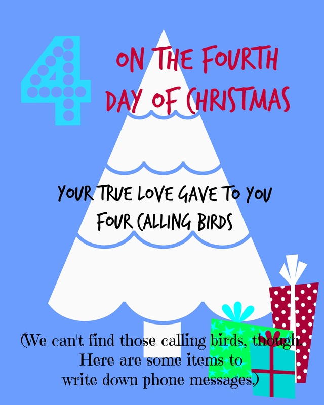 CrystelleBoutique - On the fourth day of Christmas - free printable tag